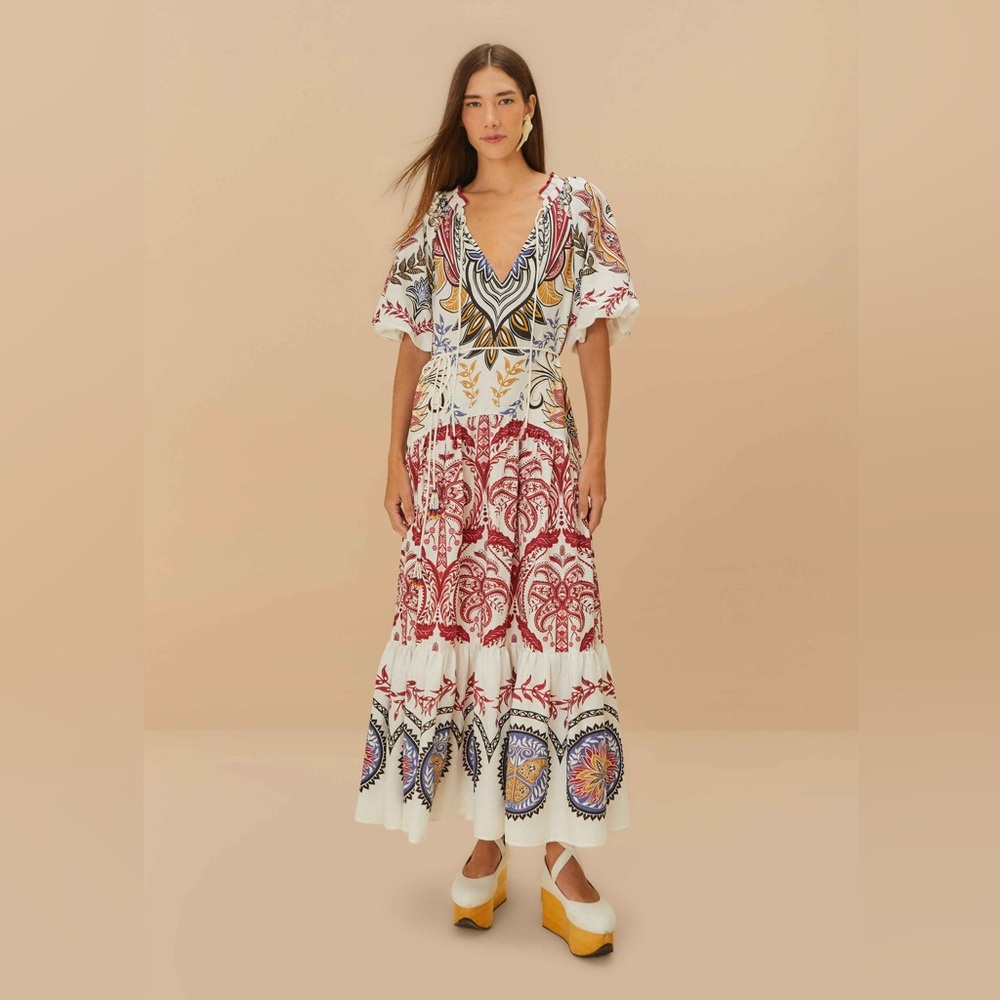 Farm Rio Tropical Camafeu Boho Glam Maxi Dress - Picture 1 of 8